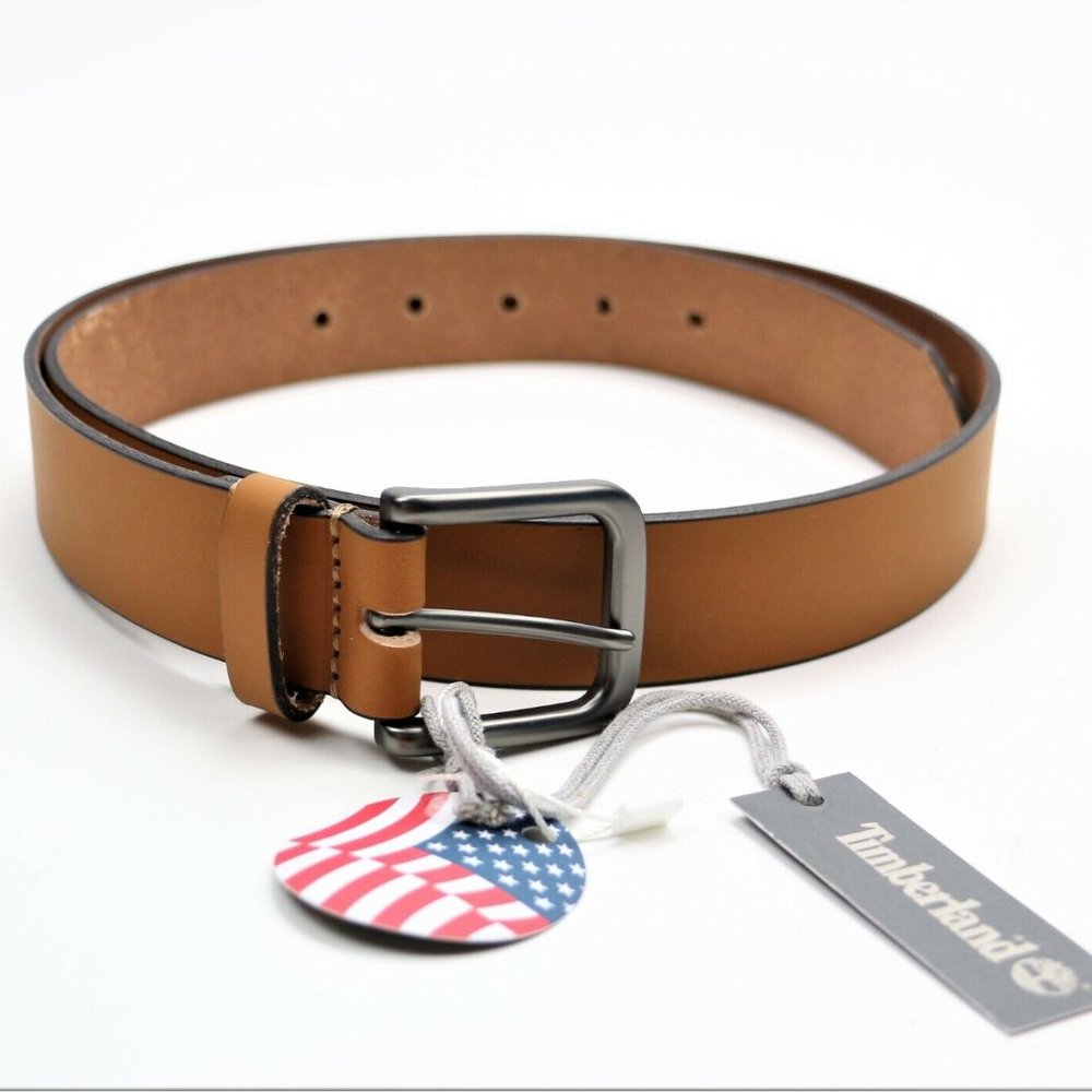 Timberland Size 32 Men's Classic Leather Belt Made in USA  Brown New